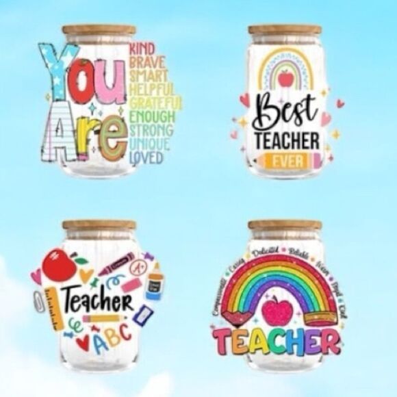Set of 4 Colorful Teacher Appreciation drink iced coffee cups
4 pack - Picture 1 of 2